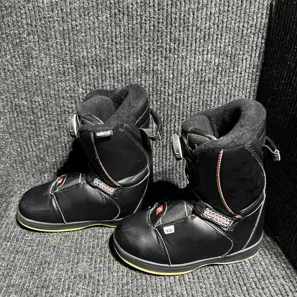 Head JR Snowboard Boots Kids Size 2/3 Black Boa Lacing Comfort Cuff Winter Sport